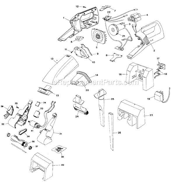 Page A Diagram and Parts List for DB4000 Type 1 Black and Decker Hand Vacuum